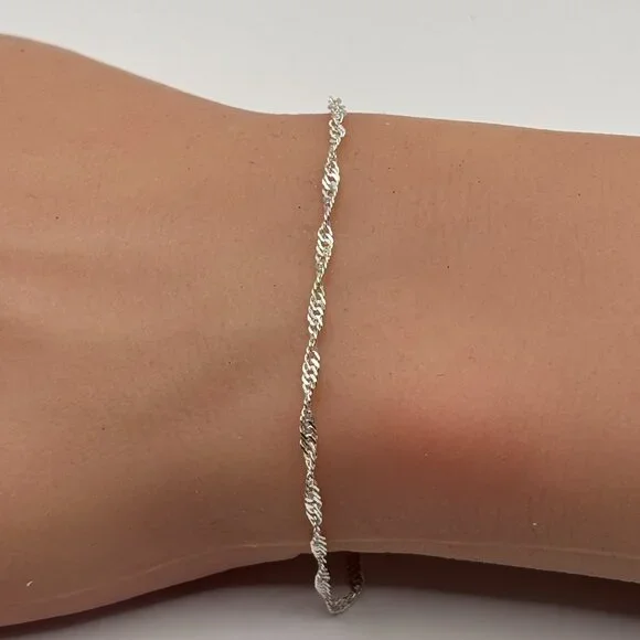 925 Silver Rope Chain Bracelet - Picture 6 of 8